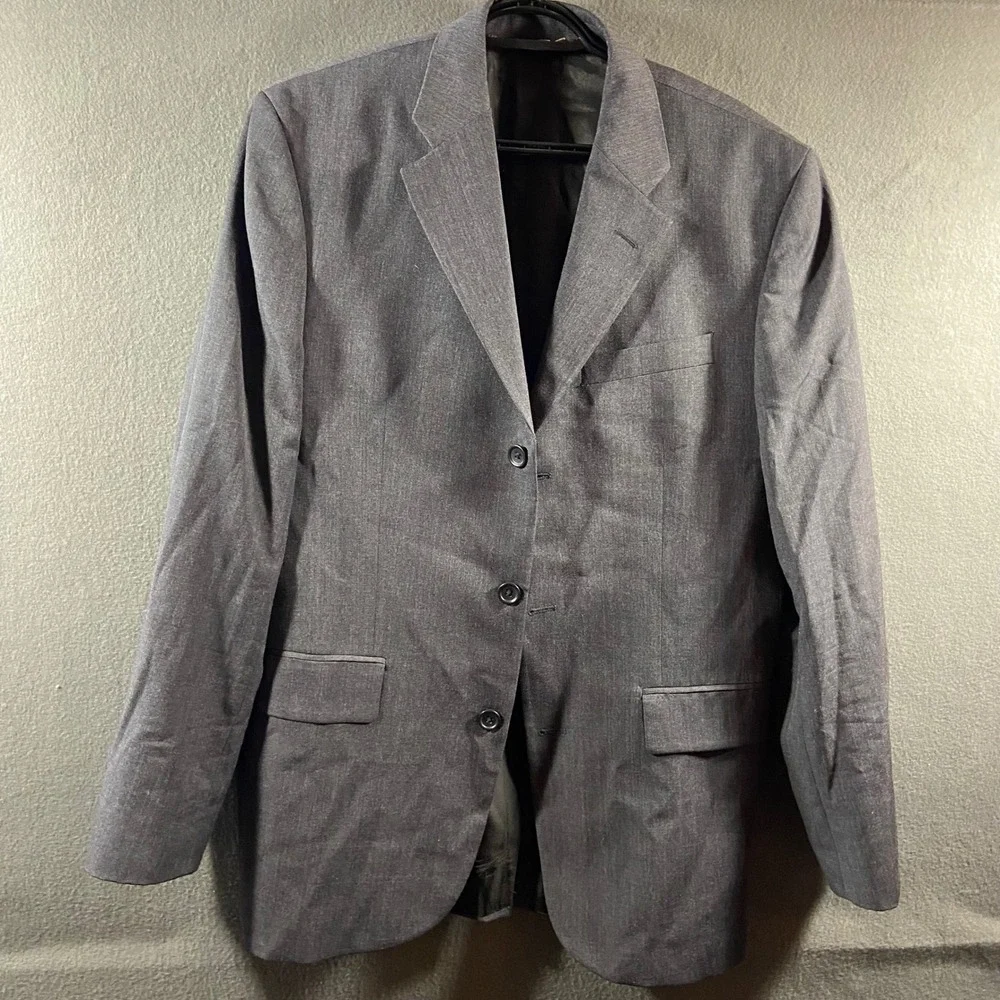 Banana Republic wool 40r Blazer Sport Coat Gray 3 button flap pocket office